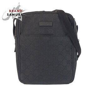 GUCCI black GG canvas shoulder bag pochette